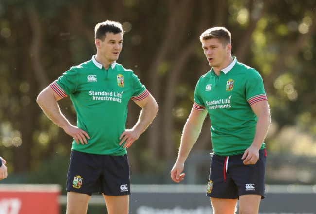 British and Irish Lions Jonathan Sexton and Owen Farrell during the training