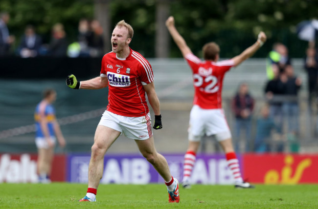 Michael Shields celebrates his side scoring a goal immediately after conceding