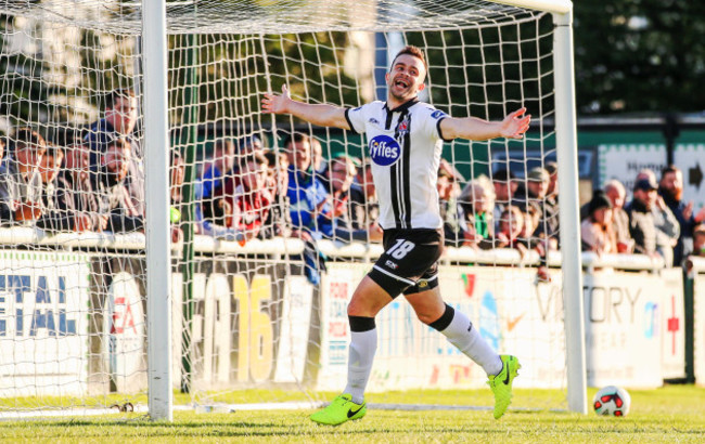 Robbie Benson celebrates scoring his second goal