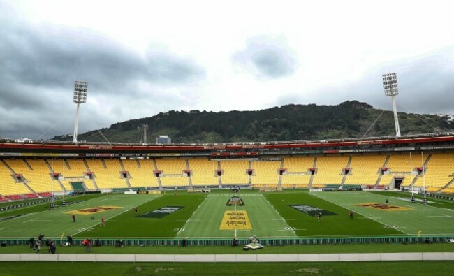 Overall view of the stadium as British and Irish Lions Jonathan Sexton and  Owen Farrell during the kicking practice