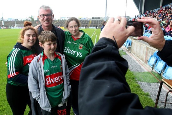 Joe Brolly greets fans before the game