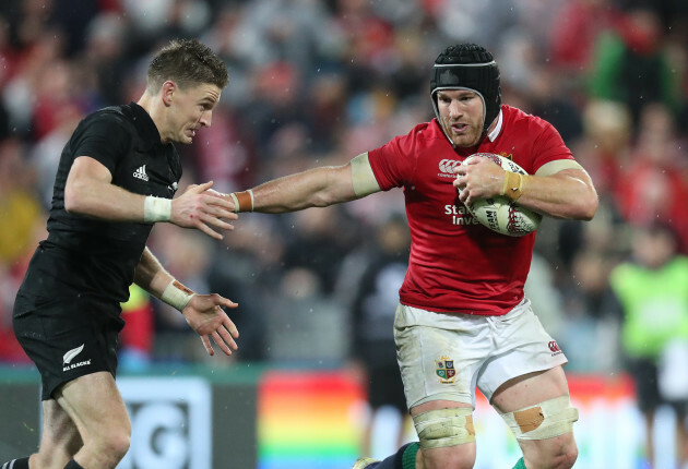 Sean O'Brien with Beauden Barrett