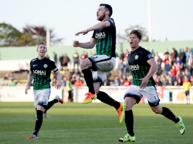 Ryan Brennan celebrates scoring a goal