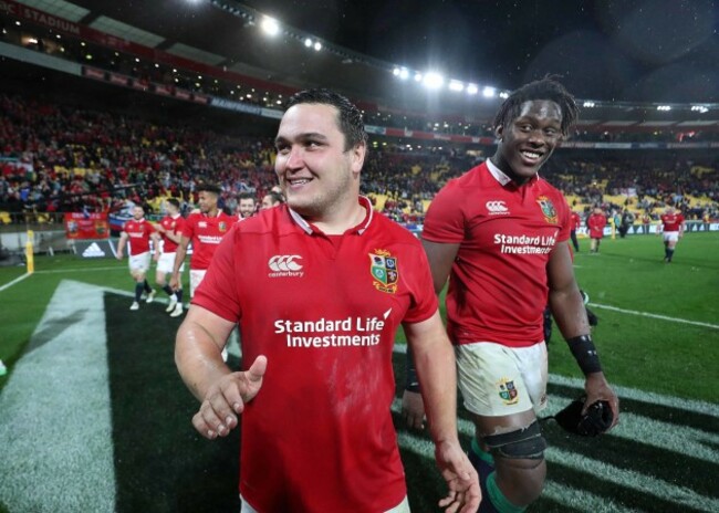 Jamie George and Maro Itoje celebrate winning