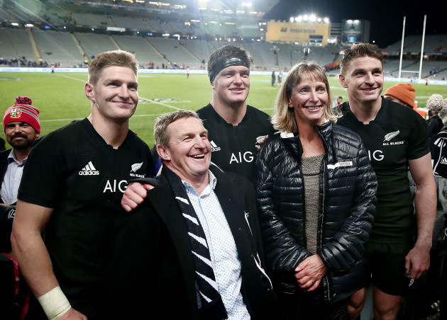 Jordie, Scott and Beauden Barrett with their parents Kevin and Robyn Barrett