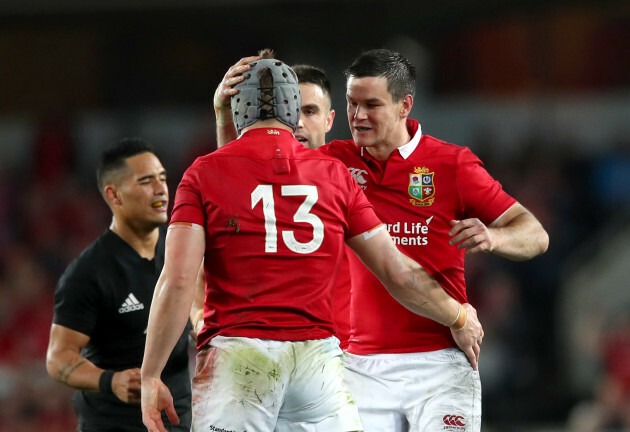 Jonathan Davies and Jonathan Sexton during the game