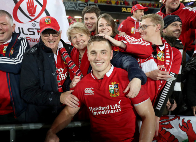 Jonathan Davies with his family after the game