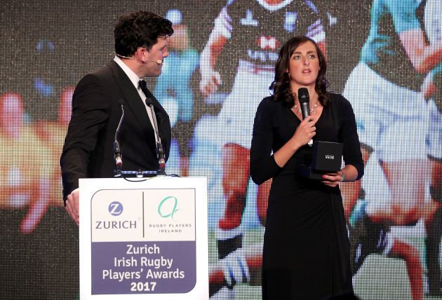 Hannah Tyrrell is presented with the Zurich Contribution to Irish Society Award