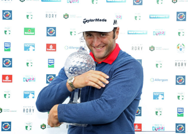 Jon Rahm celebrates his victory