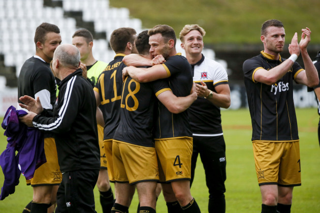 Dundalk players celebrate their progression to the next round