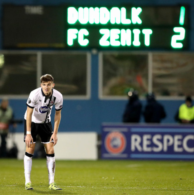 Sean Gannon dejected at the final whistle