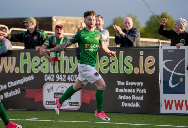 Sean Maguire celebrates scoring their second goal