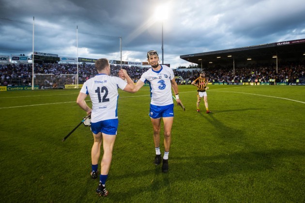 Maurice Shanahan celebrates after the game with Jake Dillon