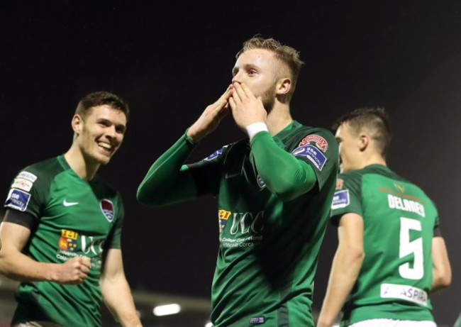 Kevin O'Connor celebrates scoring their second goal from a free kick