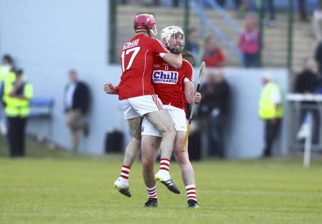Declan Dalton and David Lowney celebrate at the end of the game