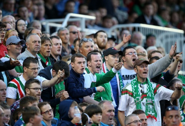 Cork City supporters react during the match