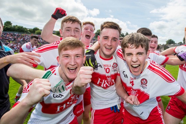 Derry players celebrate