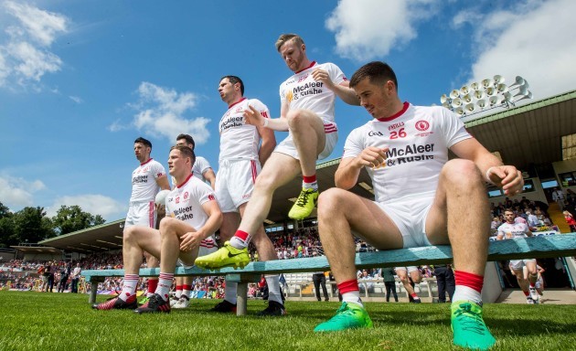 Tyrone players prepare for the team photo