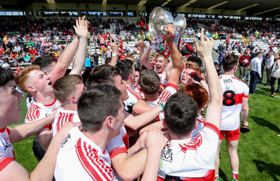 Derry players celebrate