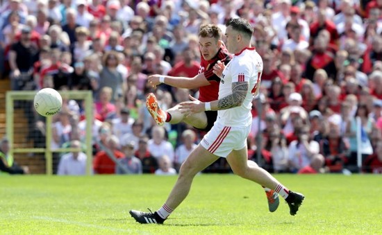 Darragh O'Hanlon kicks a goal chance wide