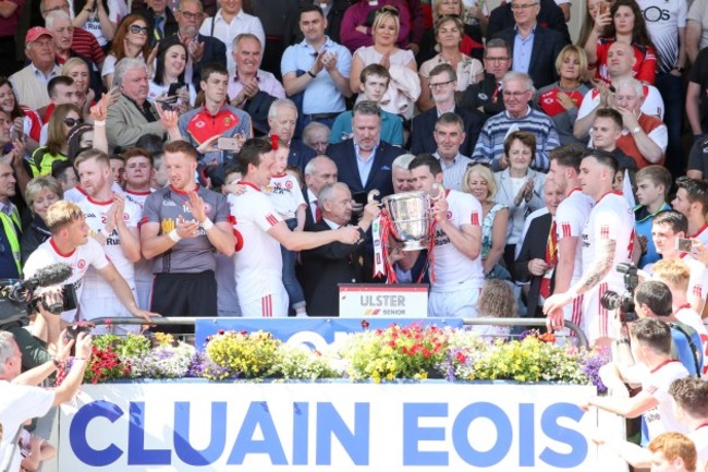 Sean Cavanagh lifts the cup