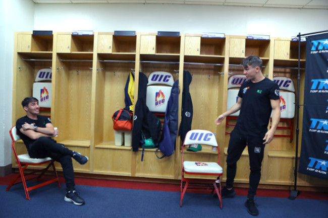 Michael Conlan speaks with his brother Jamie before the fight