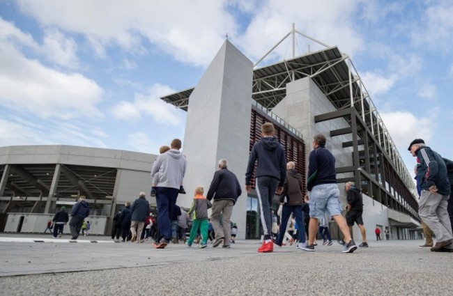 A general view  of the first batch of fans to enter the stadium