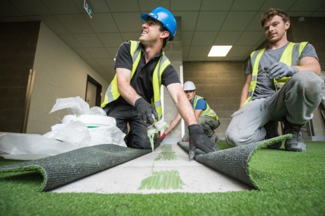 A general view of workers putting the final touches inside Pairc Ui Chaoimh