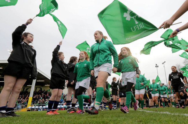 Niamh Briggs leads the team out