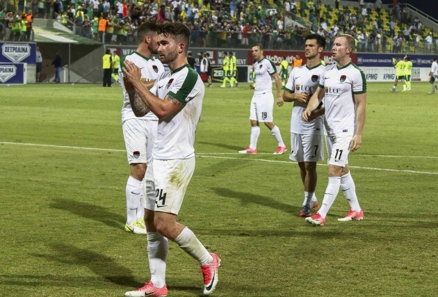 Sean Maguire applauds the fans after playing his last game for the club