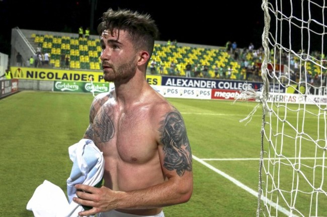 Sean Maguire applauds the fans after playing his last game for the club