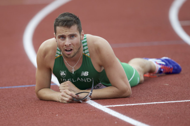 Brian Gregan dejected after the race