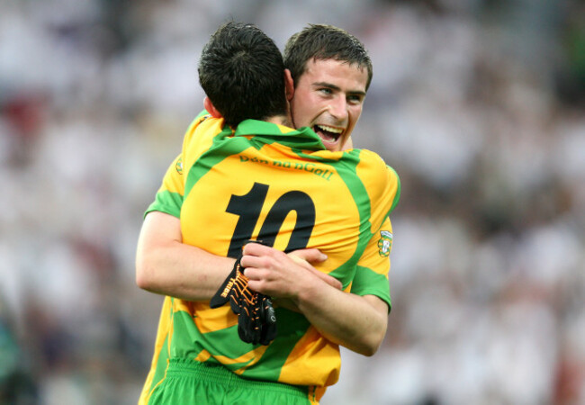 Patrick McBrearty and Mark McHugh celebrate