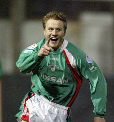 Colin T.O'Brien celebrates scoring