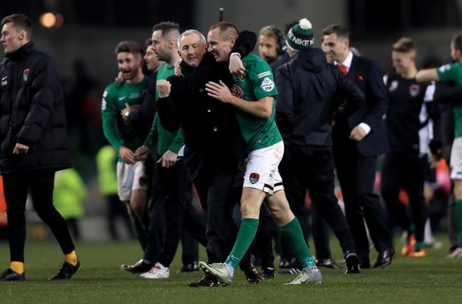 John Caulfield celebrates with Colin Healy