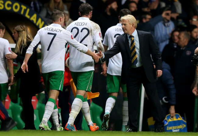 Aiden McGeady and manager Gordon Strachan at the final whistle