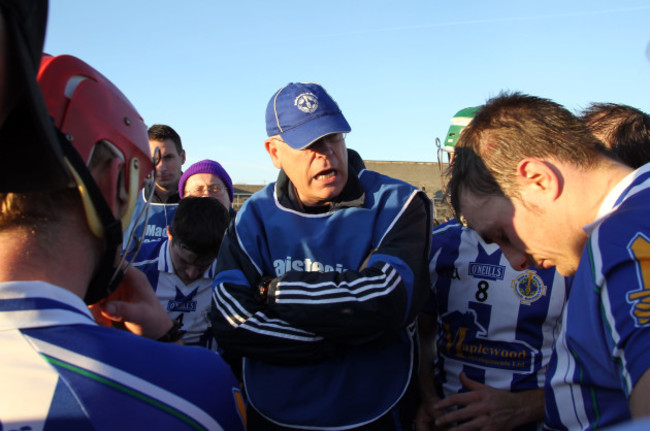 Liam Hogan speaks to his players