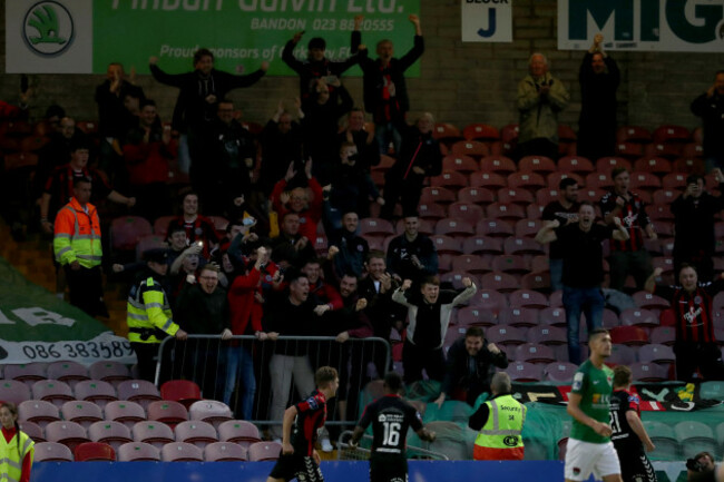 Bohemians fans celebrate a goal
