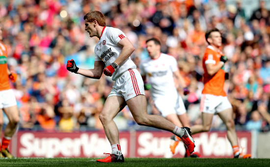 Peter Harte scores the fist goal of the game with a penalty