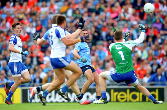 Rory Beggan saves a James McCarthy goal effort