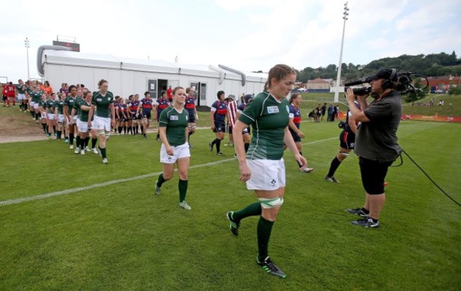 Fiona Coghlan leads out her team