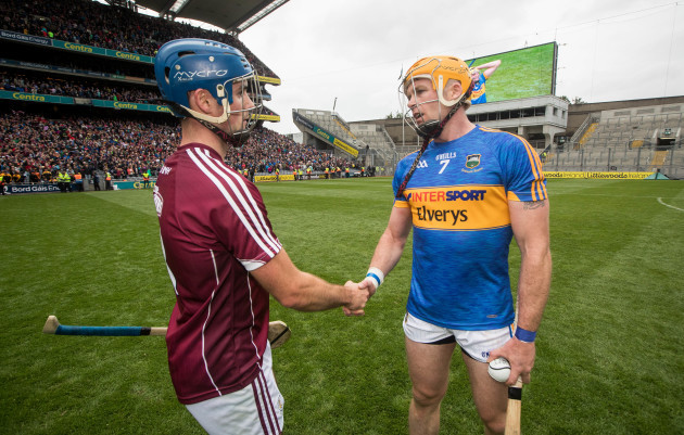 Johnny Coen with Padraig Maher after the game