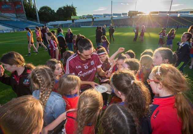Niamh McGrath signs hurlers after the game
