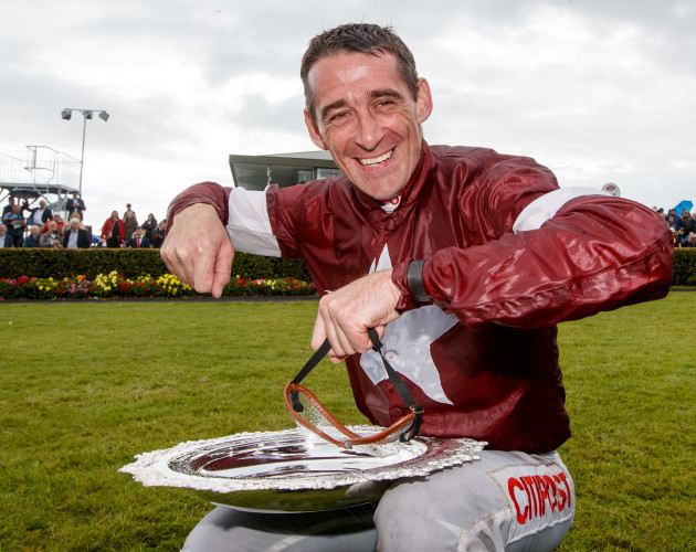Davy Russell with the Galway Plate after winning with Balko Des Flos