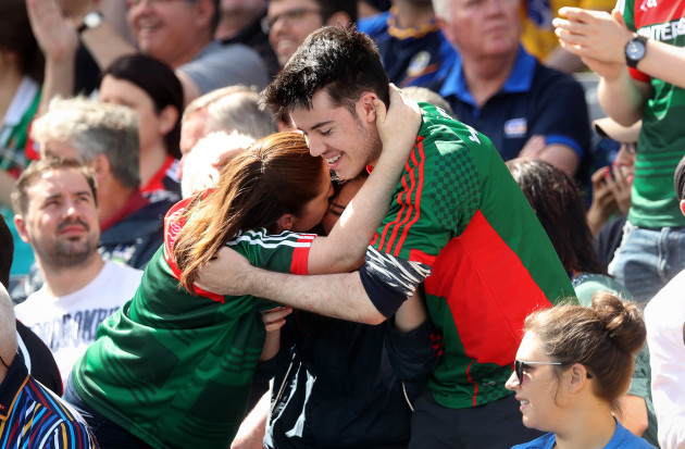 Mayo fans celebrate their first goal