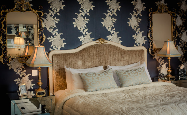 step house guestroom navy and cream
