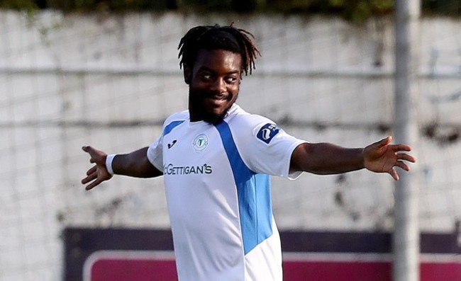 Eddie Dsane celebrates scoring a goal with teammates 7/7/2017