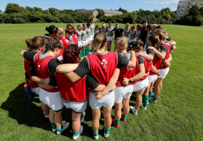 A view of the team huddle