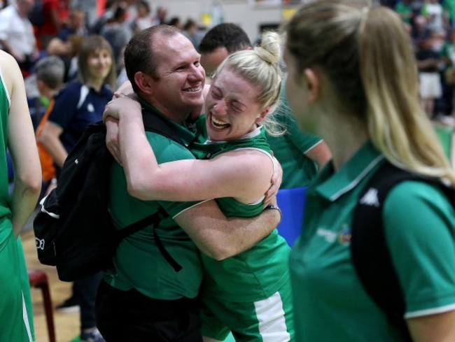 Louise Scannell celebrates after the game with Tommy O'Mahony