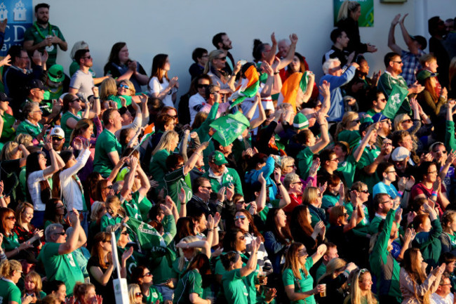 Ireland fans celebrate a try